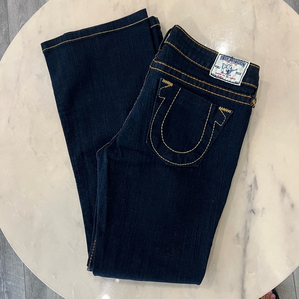 True Religion Dark Blue Wide Leg Jeans